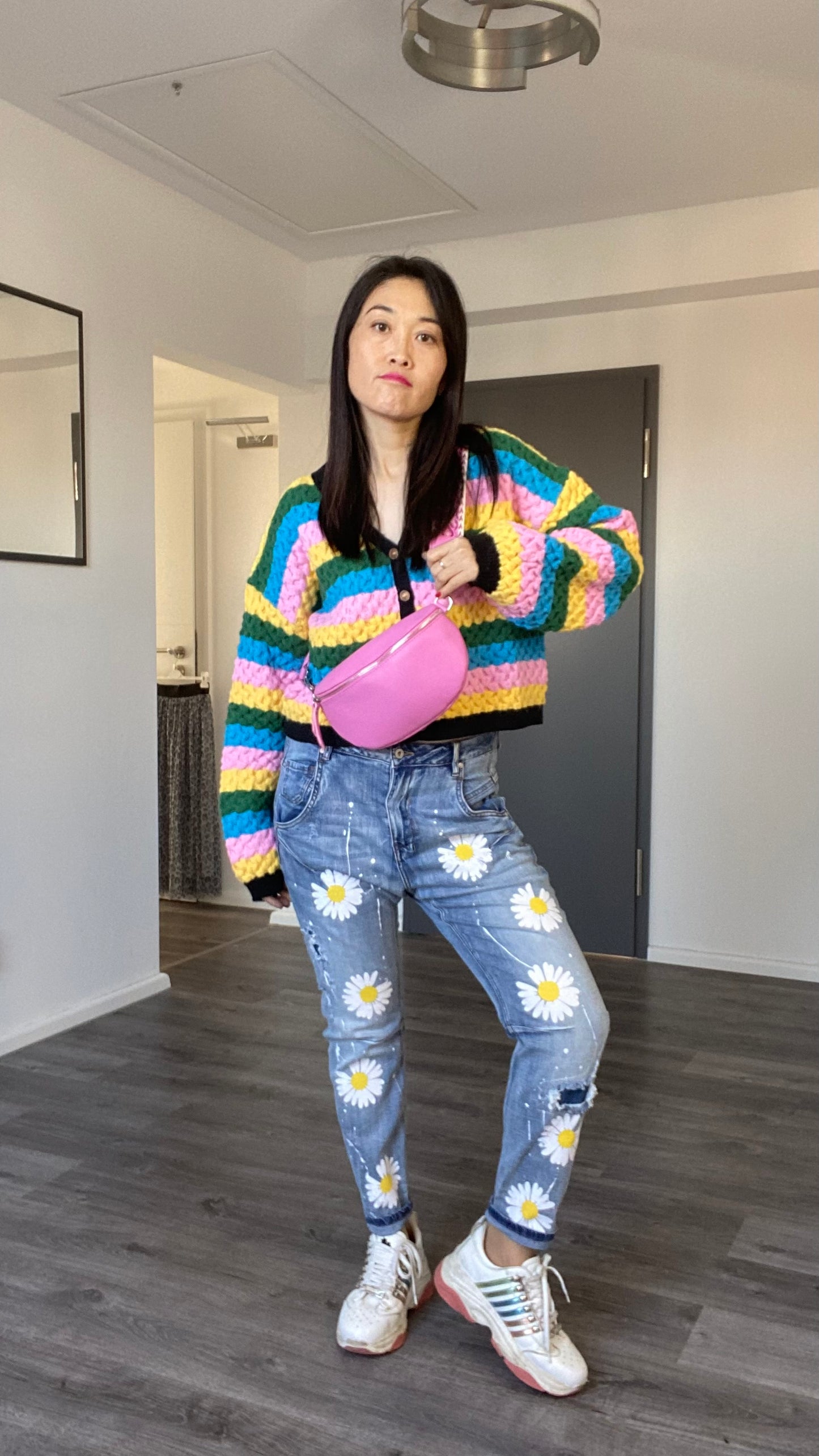 Damen Ledertasche -crossbody-Schultertasche- -In Rosa