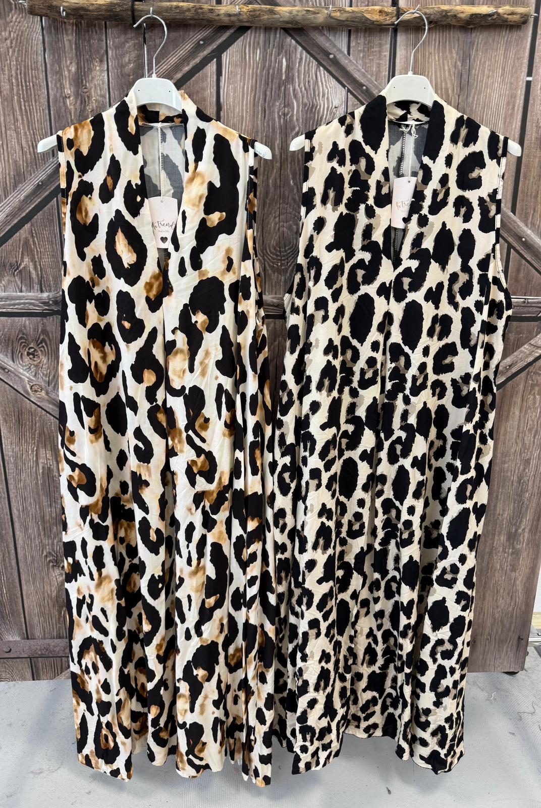 Damen Maxikleid Leo- Print