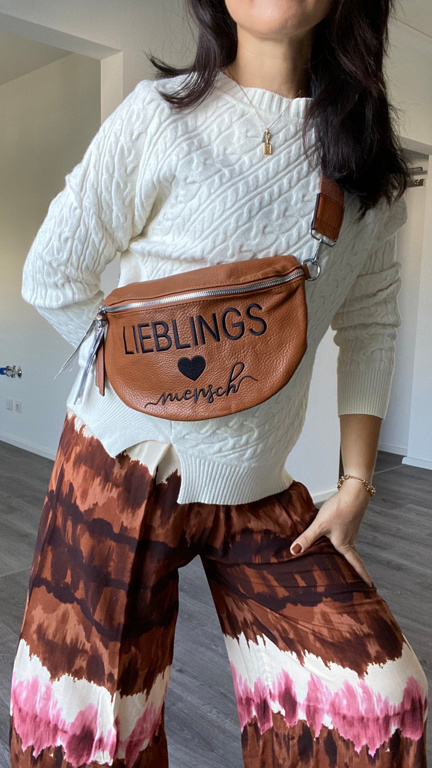 Damen crossbody bag-Umhängetasche-Schultasche-Bauchtasche-Handytasche in camel