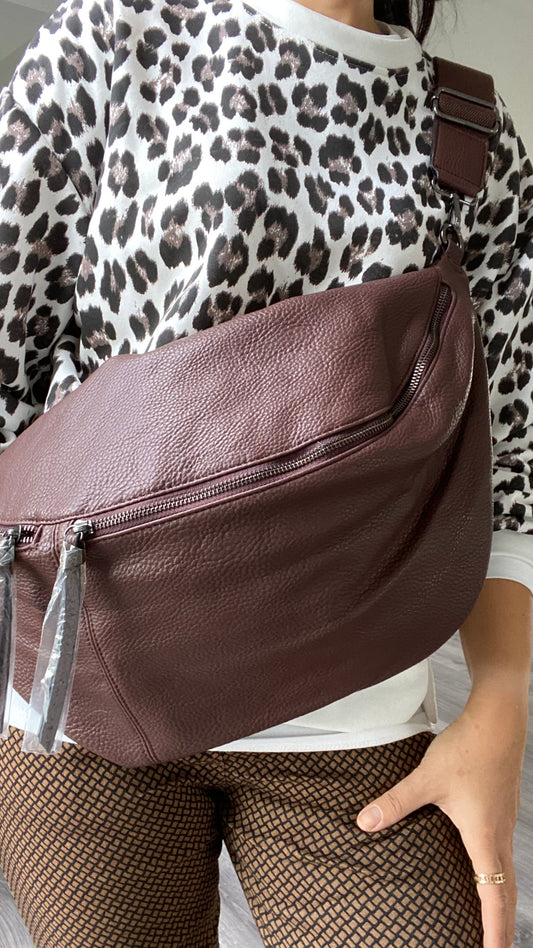XXL Tasche -crossbody-Bauchtasche -Umhängetasche in Schokobraun
