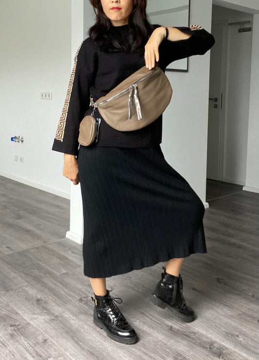 Damen Umhängetasche -Crossbody bag -Hüfttasche-mit kleiner Münzenstasche Taupe