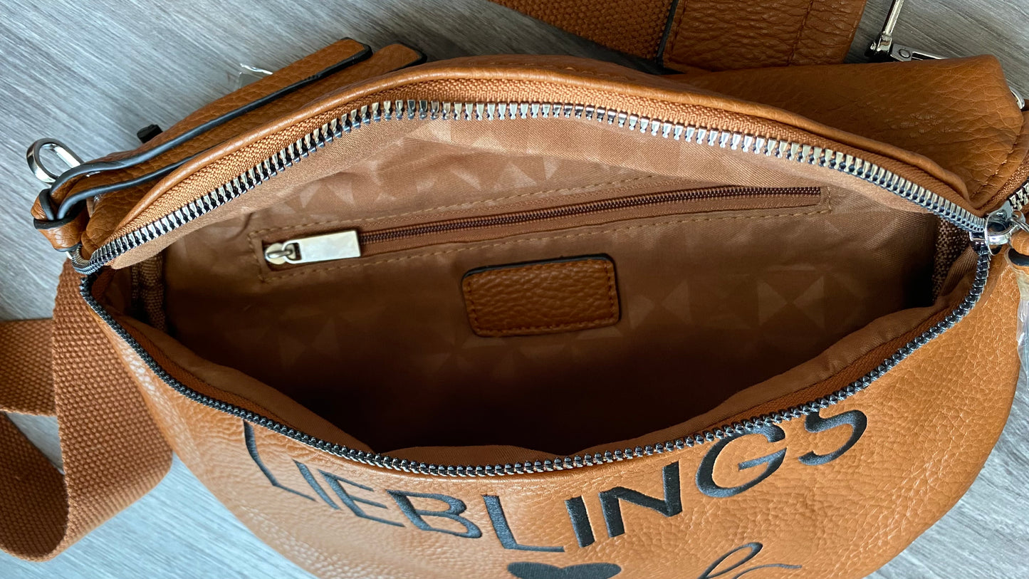 Damen crossbody bag-Umhängetasche-Schultasche-Bauchtasche-Handytasche in camel