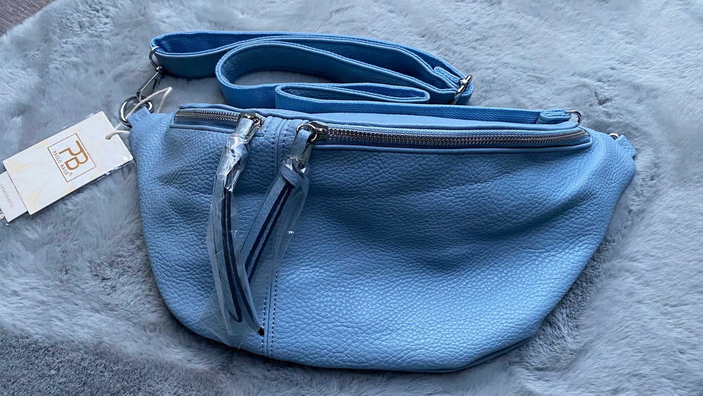 Umhängetasche-crossbody bag -Schultertasche praktisch für Unterwegs in Hellblau