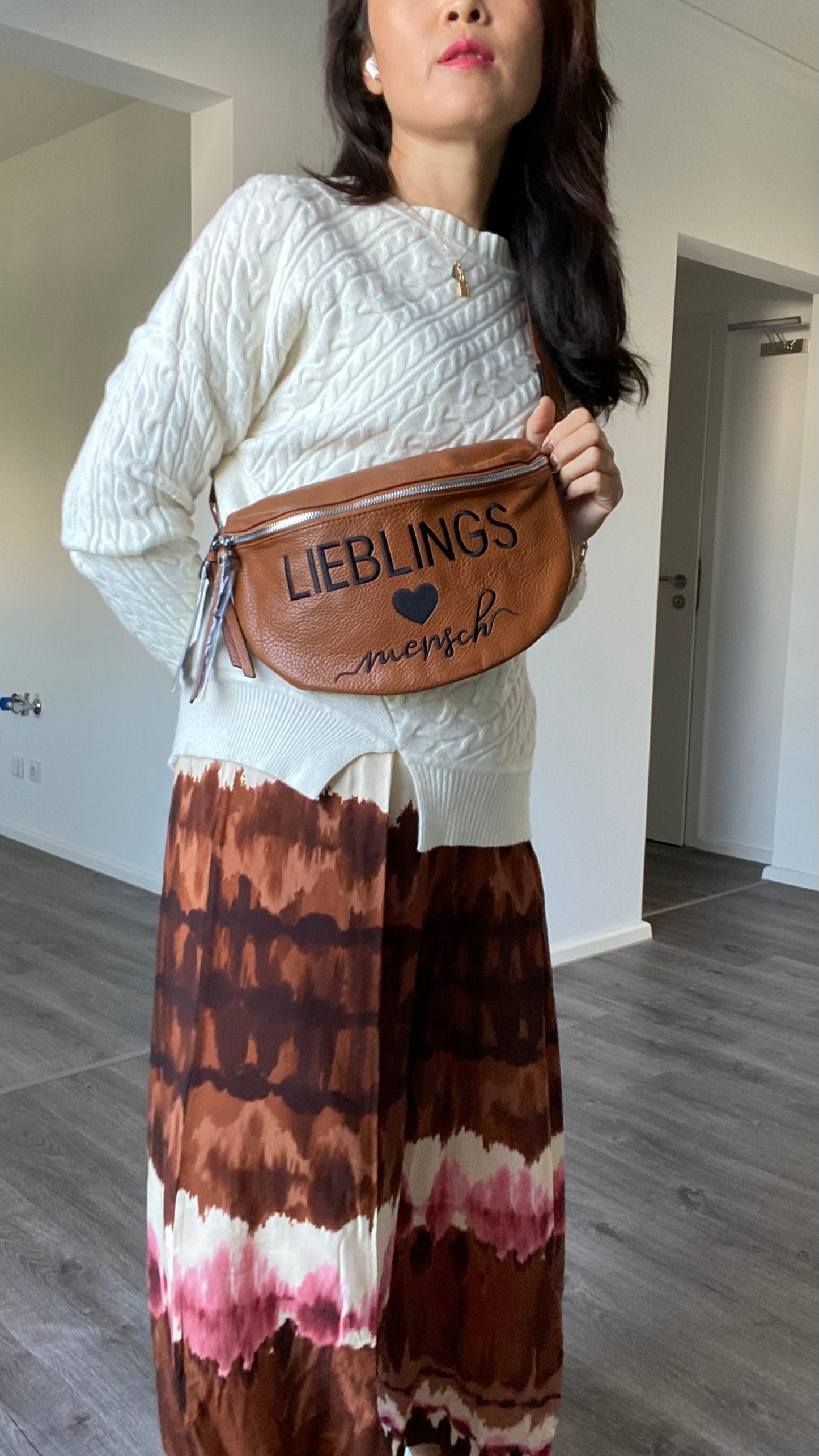 Damen crossbody bag-Umhängetasche-Schultasche-Bauchtasche-Handytasche in camel