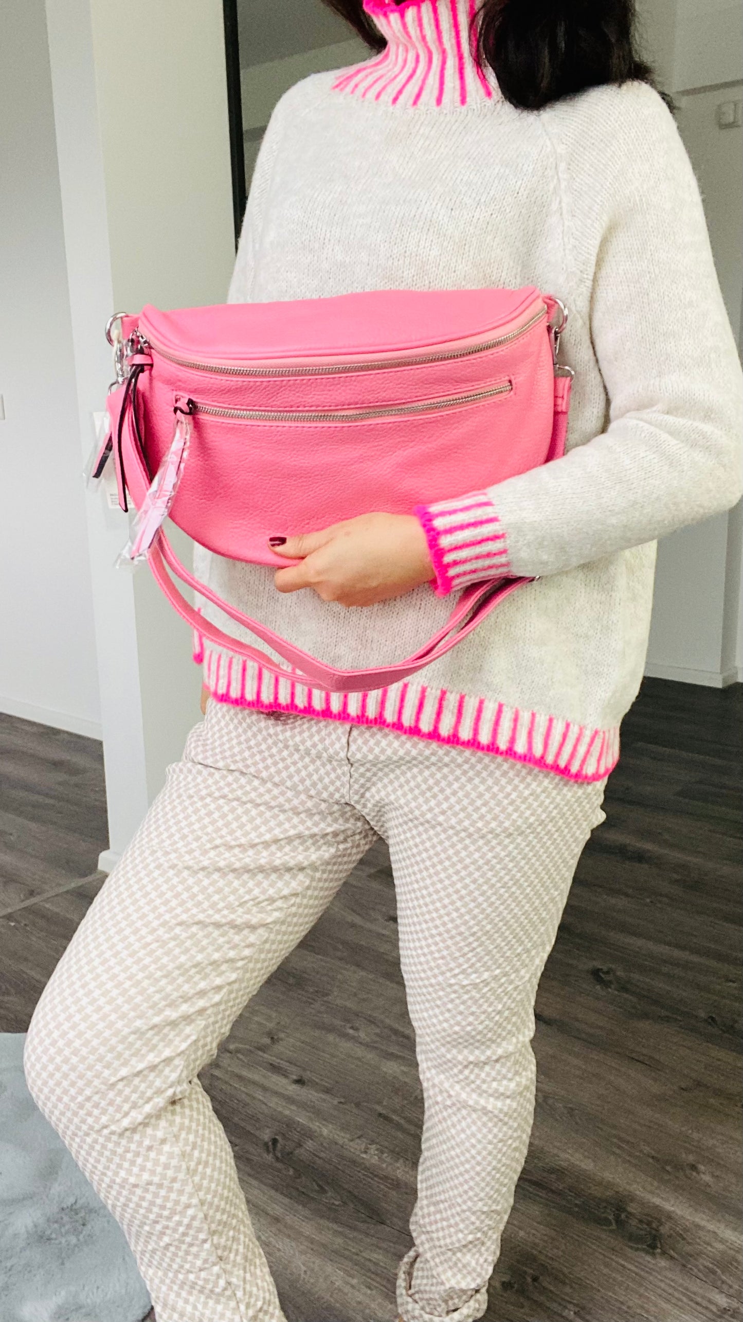 New Damen Umhängetasche- Bauchtasche -crossbody bag L in Rosa