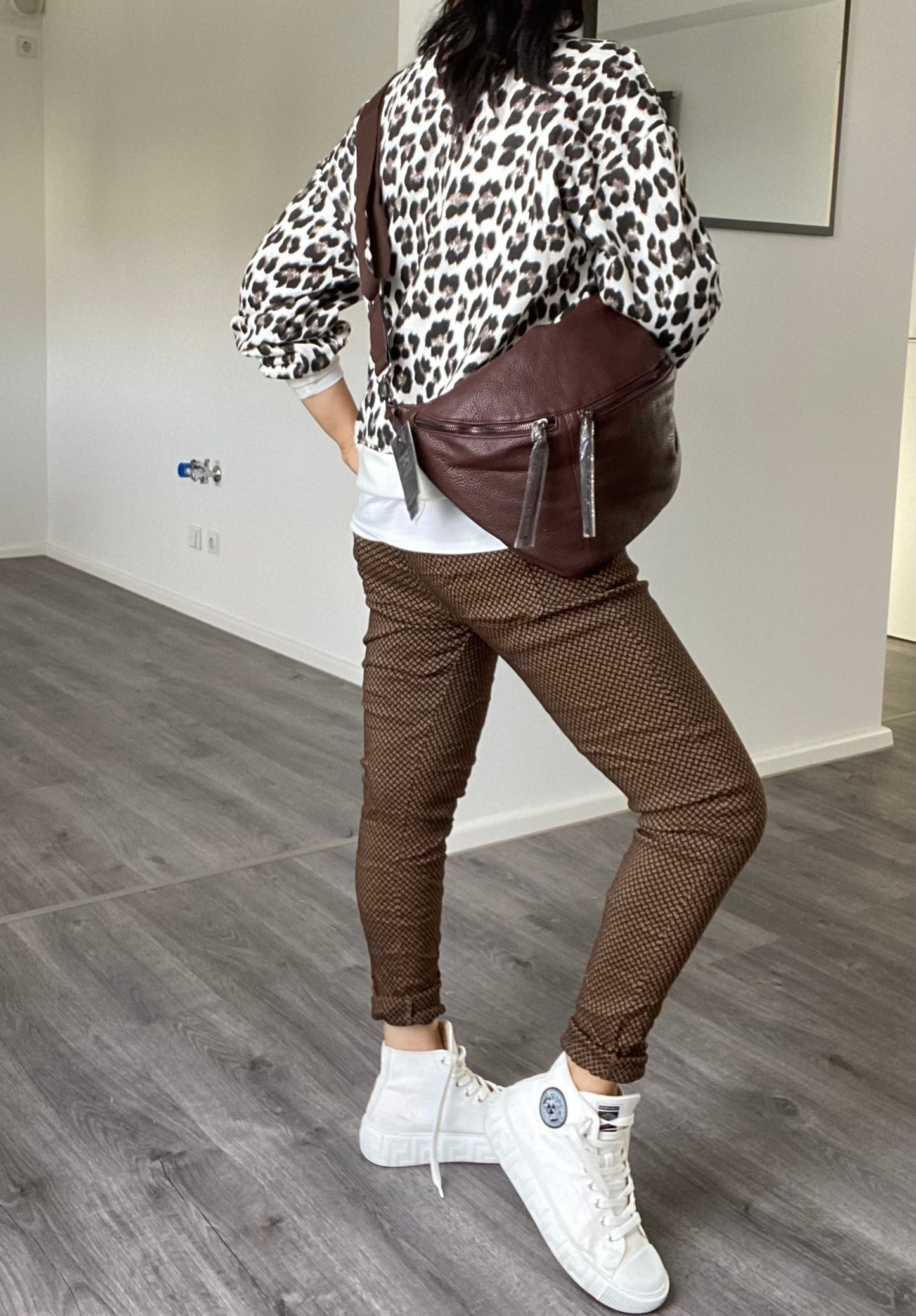 XXL Tasche -crossbody-Bauchtasche -Umhängetasche in Schokobraun