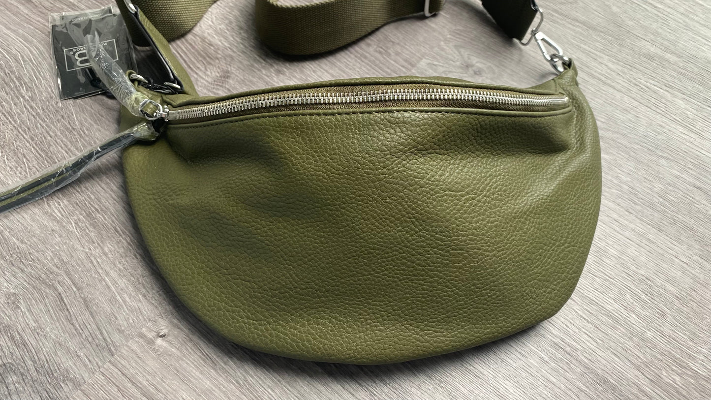 Damen Bauchtasche / Hüfttasche/ Umhängetasche/ Cross Body Bag in Olivgrün