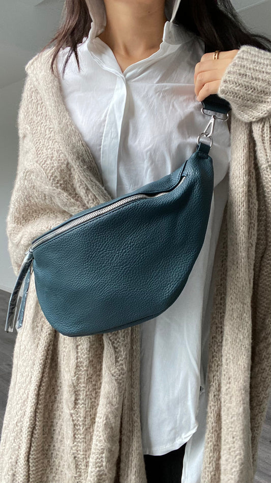 Damen Bauchtasche / Hüfttasche/ Umhängetasche/ Cross Body Bag in Petrol