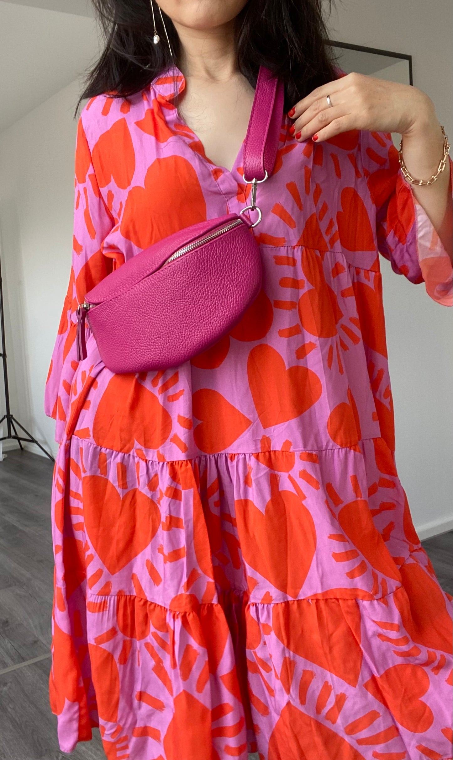 Made in Italy Umhängetasche/Bauchtasche/ crossbody/Schultertasche in Pink