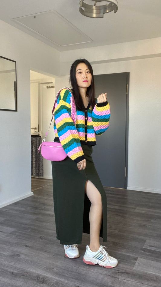 Damen Ledertasche -crossbody-Schultertasche- -In Rosa