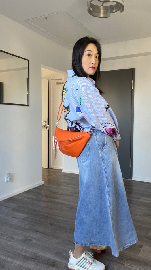 Umhängetasche-crossbody bag -Schultertasche praktisch für Unterwegs in Orange