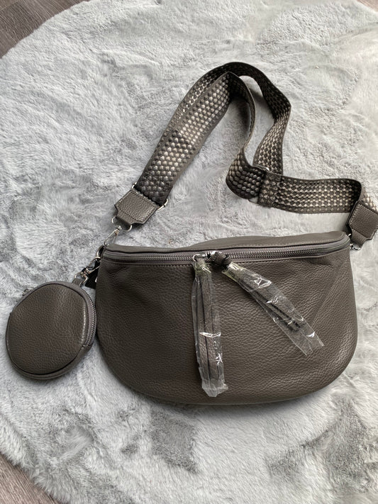 Damen Bauchtasche / Hüfttasche/ Umhängetasche/ Cross Body Bag in Dunkelgrau