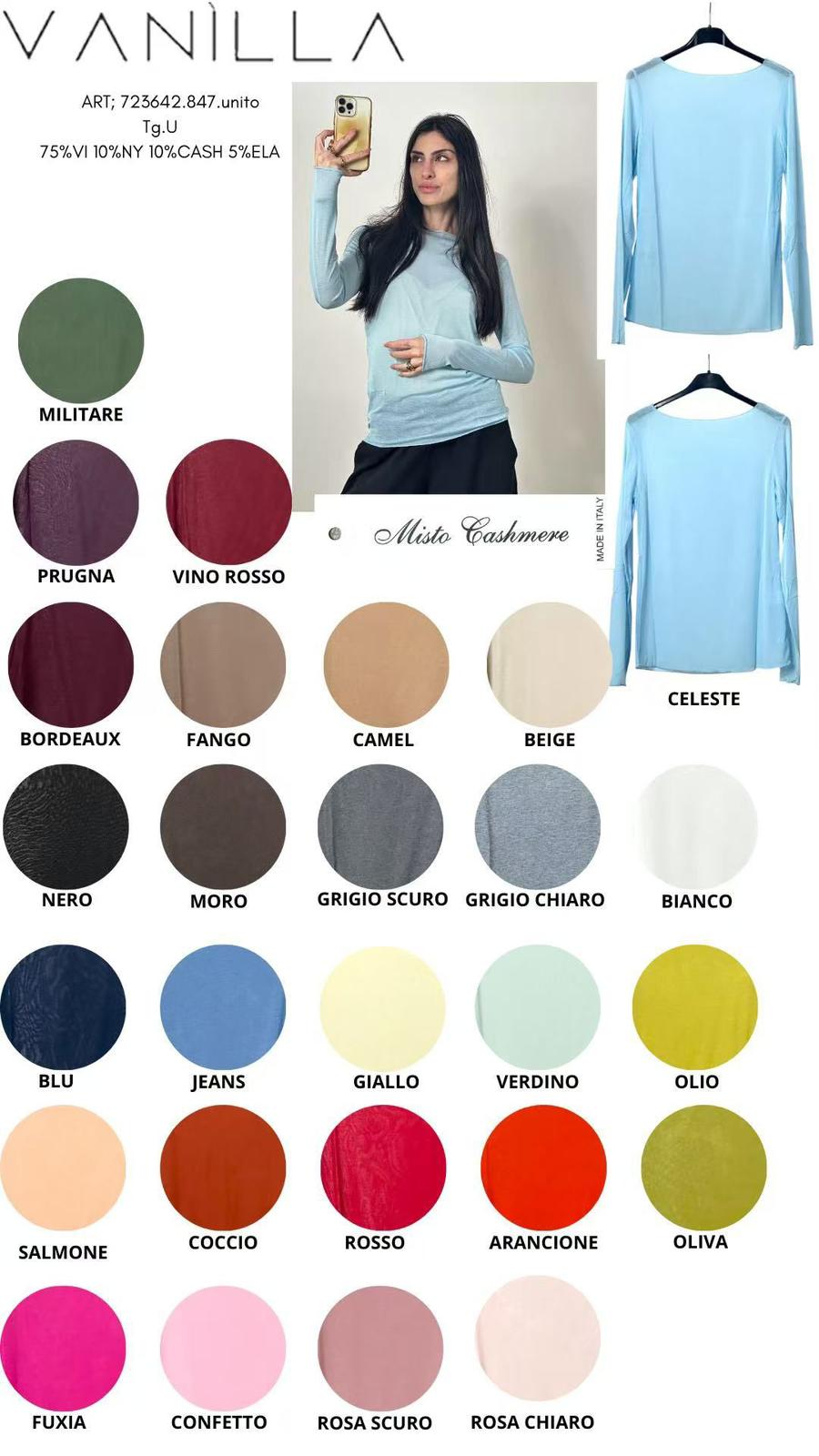 Damen-Shirt mit 10% Cashmere - Unterteil in alle Farben