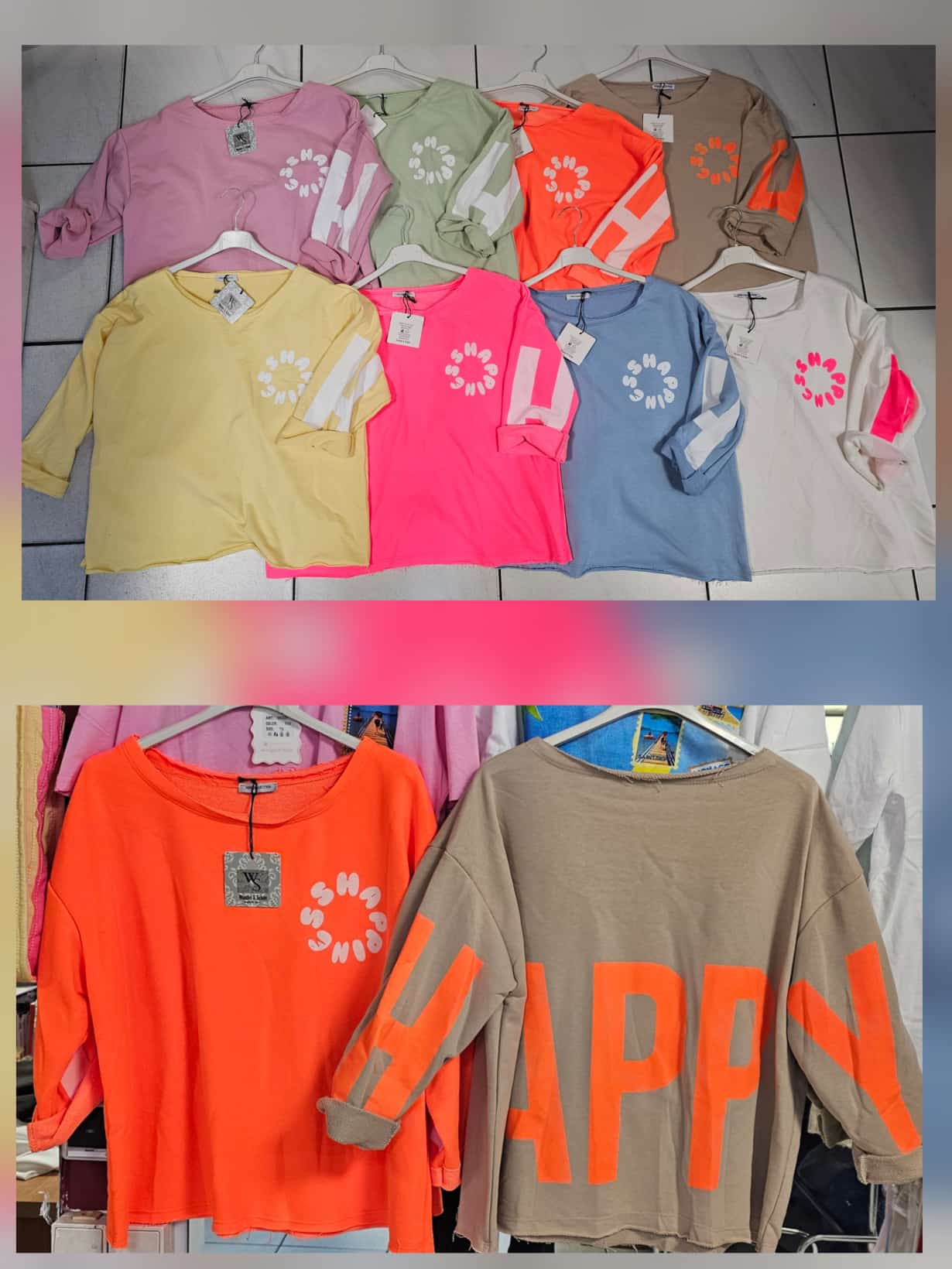 Damen Sweatshirt mit "HAPPY"