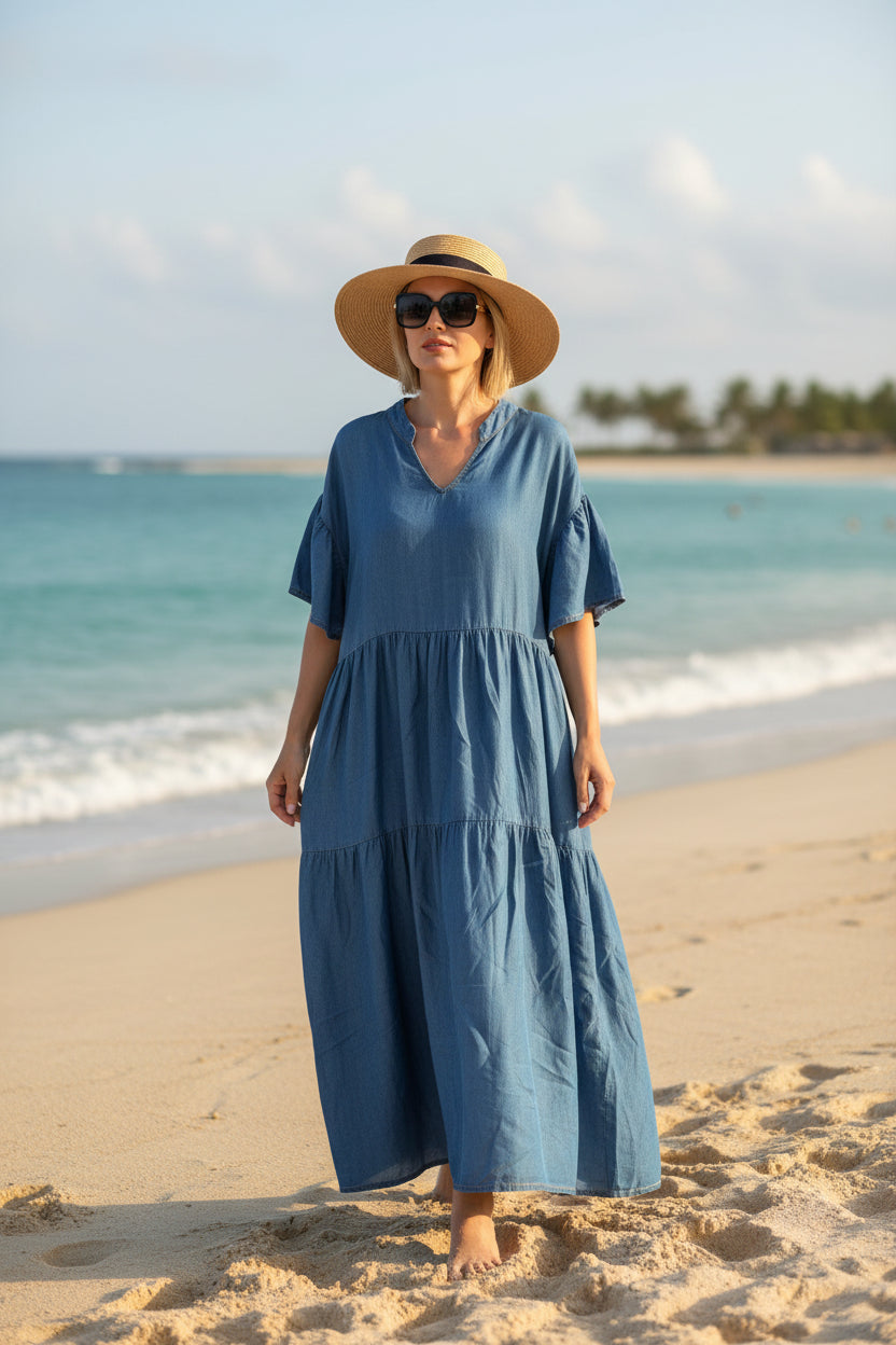 Maxikleid in klassischer Jeans-Optik