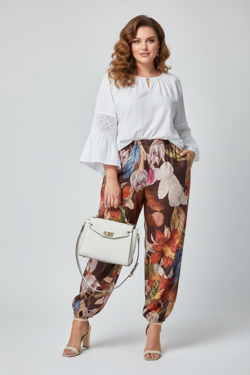 Damen Hose mit Blumenmotiv
