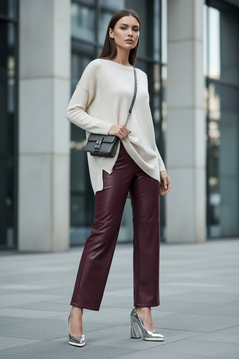 Damen Kunstlederhose