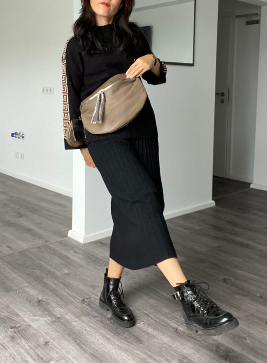 Damen Umhängetasche -Crossbody bag -Hüfttasche-mit kleiner Münzenstasche Taupe