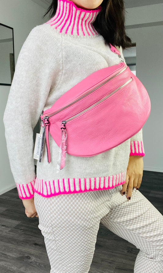New Damen Umhängetasche- Bauchtasche -crossbody bag L in Rosa