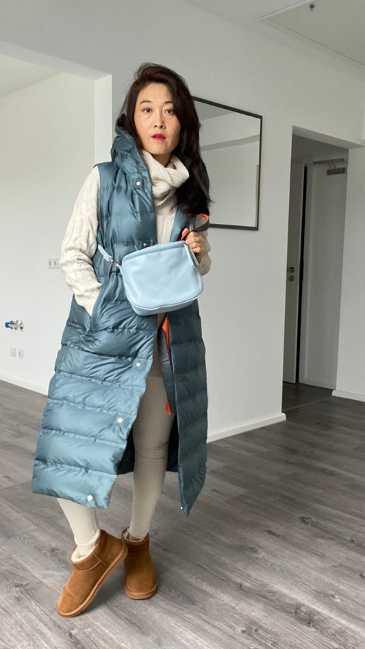 Damen Umhängetasche-Schultertasche-Bauchtasche mit vielem Stauraum aus Leder