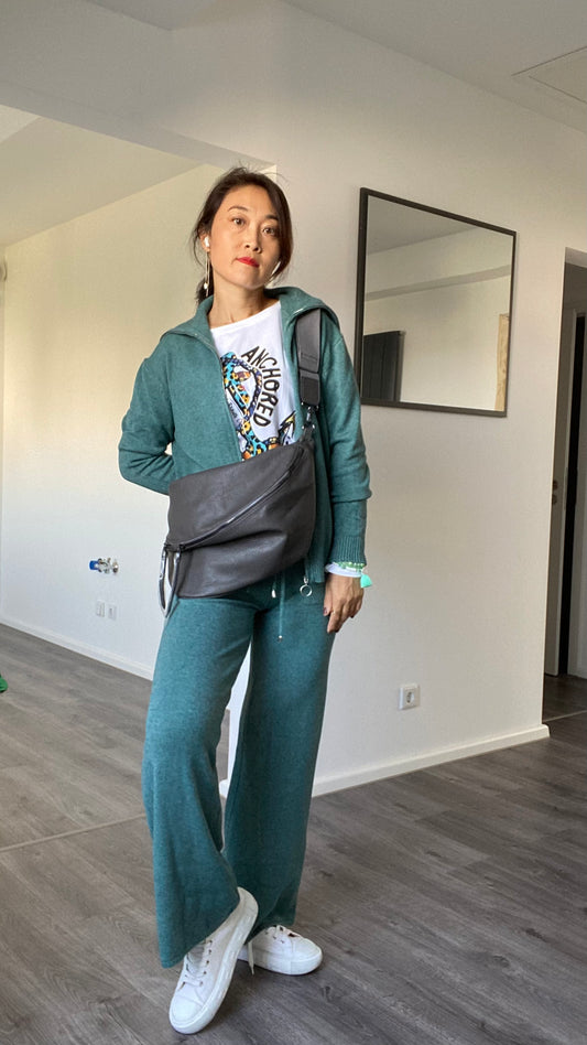 XXL Tasche -crossbody-Bauchtasche -Umhängetasche in Grau
