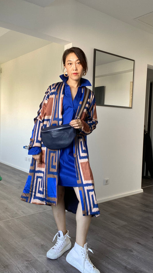 Bauchtasche-crossbody-Schultertasche-Hüfftasche -echtes Leder -Dunkelblau