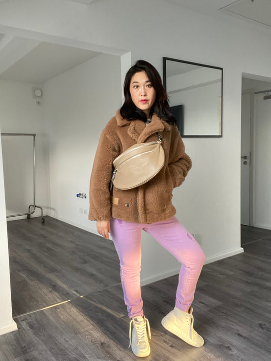 New Damen Umhängetasche- Bauchtasche -crossbody bag L in Taupe