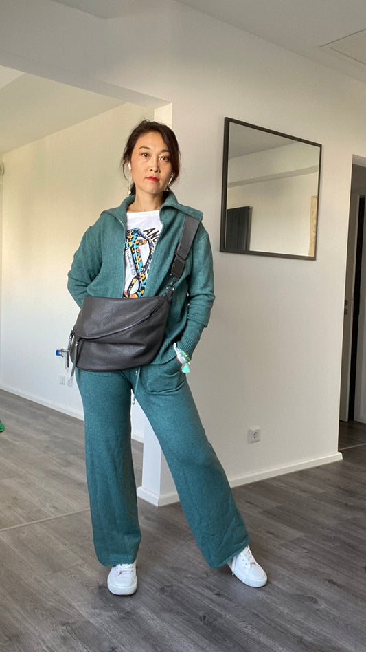 XXL Tasche -crossbody-Bauchtasche -Umhängetasche in Grau