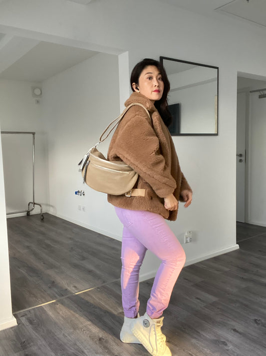 New  Damen Umhängetasche- Bauchtasche -crossbody bag L in Taupe