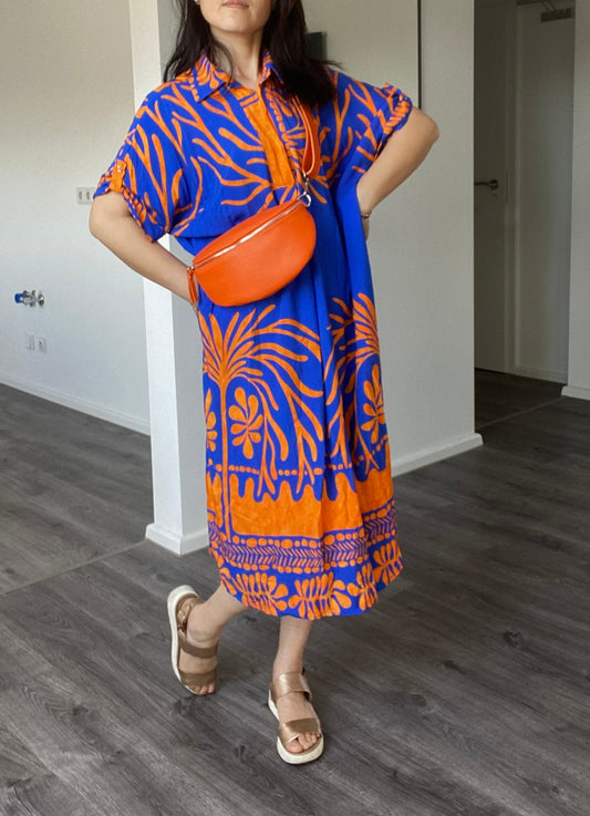 Bauchtasche /Umhängetasche aus Echtleder in Orange