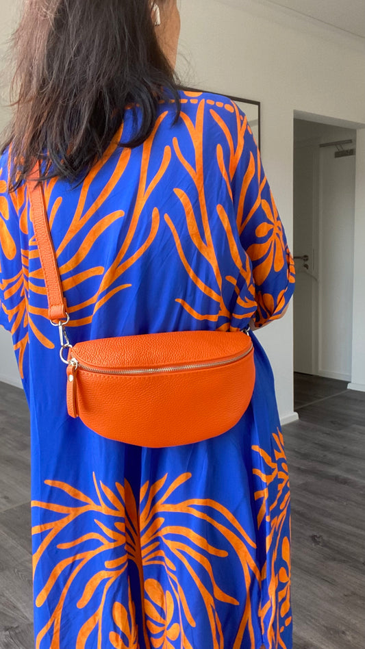 Bauchtasche /Umhängetasche aus Echtleder in Orange