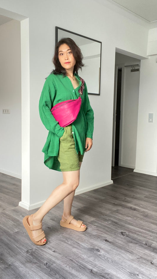 Damen Bauchtasche / Hüfttasche/ Umhängetasche/ Cross Body Bag in Pink (rot-Pink)